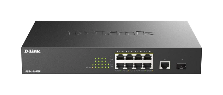 D-Link DGS 1010MP - Switch - niezarządzalny - 8 x PoE++ 1 - Switch - 1 Gbps