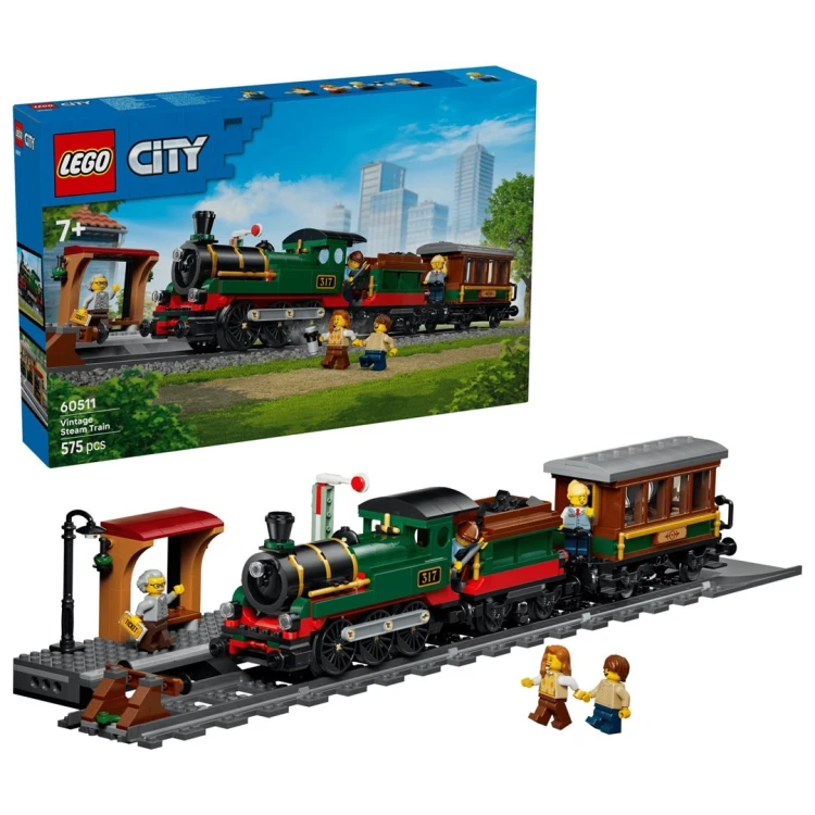 LEGO City 60511 - Retro pociąg z lokomotywą parową