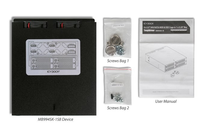 Płyta montażowa IcyDock 4x6,3cm SATAI-III/SAS w 1x5,25" HDD/SSD