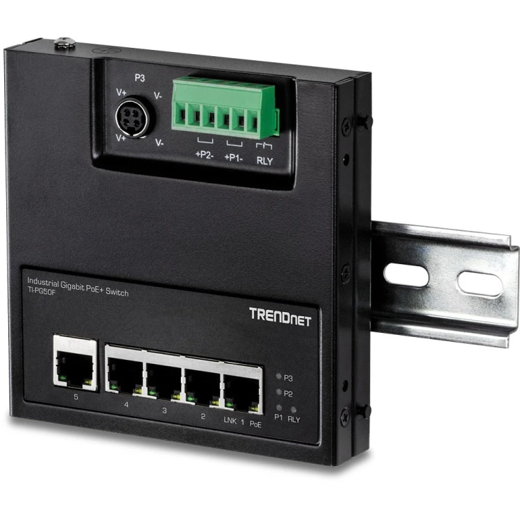 Przełącznik przemysłowy TRENDnet 5 Port Gigabit Unmanaged PoE+ FA Metal