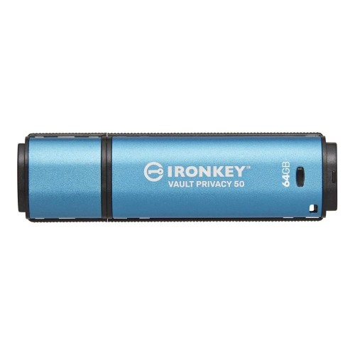 Kingston Technology IronKey Vault Privacy 50 pamięć USB 64 GB USB Typu-A 3.2 Gen 1 (3.1 Gen 1) Czarny, Niebieski