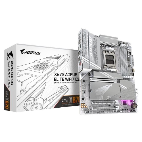 Płyta główna Gigabyte X870 AORUS ELITE WF7 ICE  - Supports AMD Ryzen 9000 CPUs, 16+2+2 Phases Digital VRM, up to 8200MHz DDR5 (OC), 3xPCIe 5.0 + 1xPCI