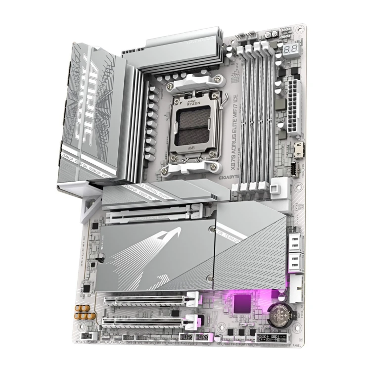 Płyta główna Gigabyte X870 AORUS ELITE WF7 ICE  - Supports AMD Ryzen 9000 CPUs, 16+2+2 Phases Digital VRM, up to 8200MHz DDR5 (OC), 3xPCIe 5.0 + 1xPCI