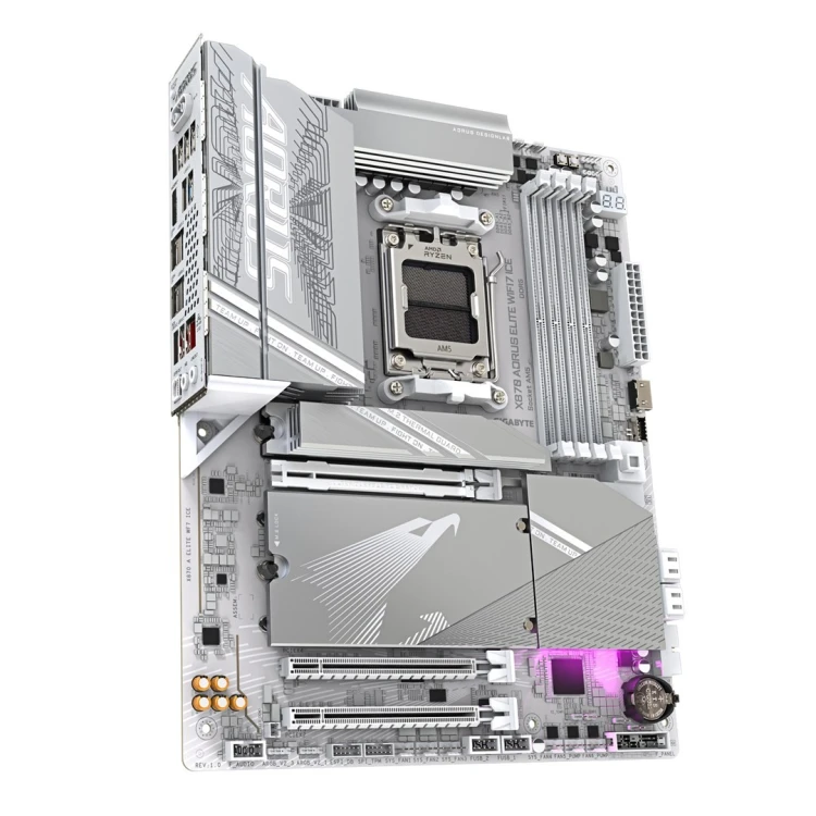 Płyta główna Gigabyte X870 AORUS ELITE WF7 ICE  - Supports AMD Ryzen 9000 CPUs, 16+2+2 Phases Digital VRM, up to 8200MHz DDR5 (OC), 3xPCIe 5.0 + 1xPCI