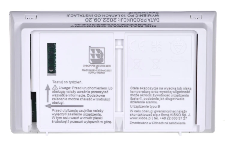 Czujnik tlenku węgla i czadu LCD K10LLDCO Kidde