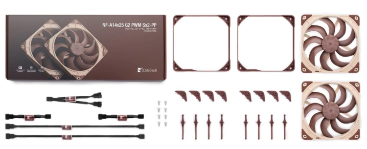 Noctua 140mm NF-A14x25 G2 PWM Sx2 PP - zestaw dwóch wentylatorów
