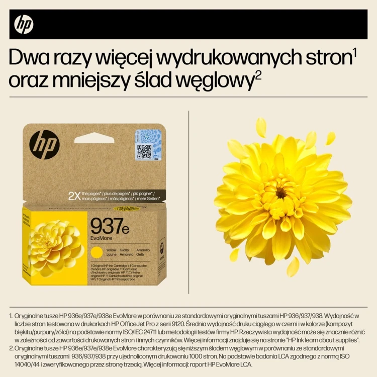 HP Oryginalny żółty tusz 937e EvoMore