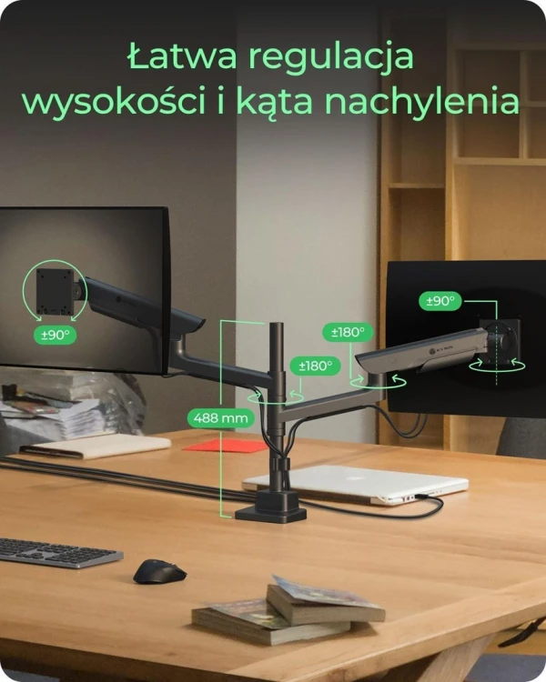 ICY BOX IB-MS702-T uchwyt / stojak do monitorów 144,8 cm (57") Biurko Czarny