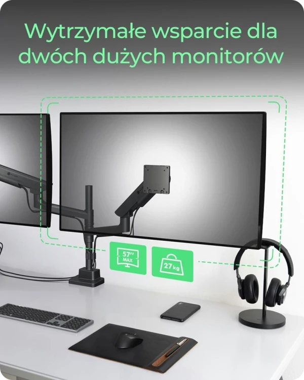 ICY BOX IB-MS702-T uchwyt / stojak do monitorów 144,8 cm (57") Biurko Czarny
