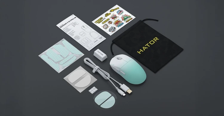 HATOR Quasar 3 Ultima 8K Wireless myszka Gaming Po prawej stronie RF Wireless + Bluetooth + USB Type-C Optyczny 30000 DPI