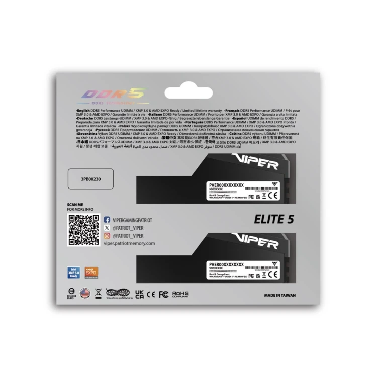 Patriot Viper Elite5 Ultra DDR5 64 GB (2x32GB) 6000MHz CL28 (VEU564G6028K)
