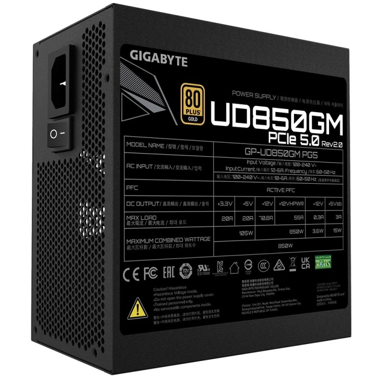 Gigabyte UD850GM 850W PG5 V2 (GP-UD850GM PG5 V2) - zasilacz, czarny
