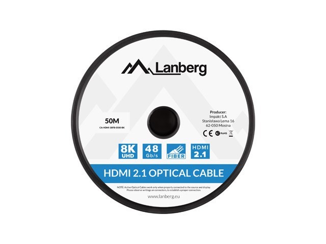 LANBERG KABEL HDMI M/M V2.1 50M 8K OPTYCZNY