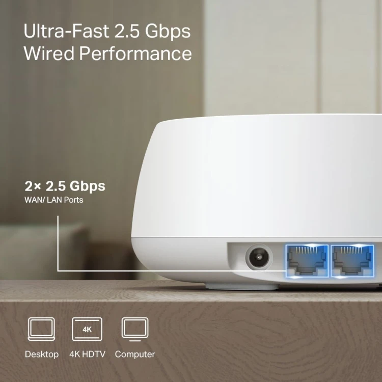 TP-Link DECO BE25(2-PACK) siatkowy system wi-fi Dual-band (2.4 GHz/5 GHz) Wi-Fi 7 (802.11be) Biały Wewnętrzny