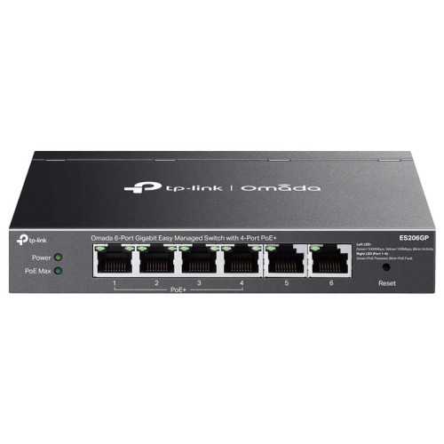 TP-Link Omada ES206GP łącza sieciowe Zarządzany Gigabit Ethernet (10/100/1000) Obsługa PoE Czarny