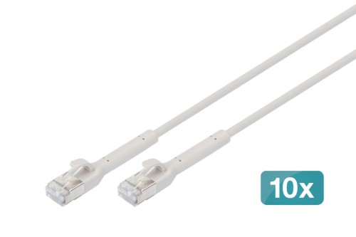Kabel krosowy DIGITUS abw.CAT 6A F/FTP miedziany, 3m, szary 10 szt.