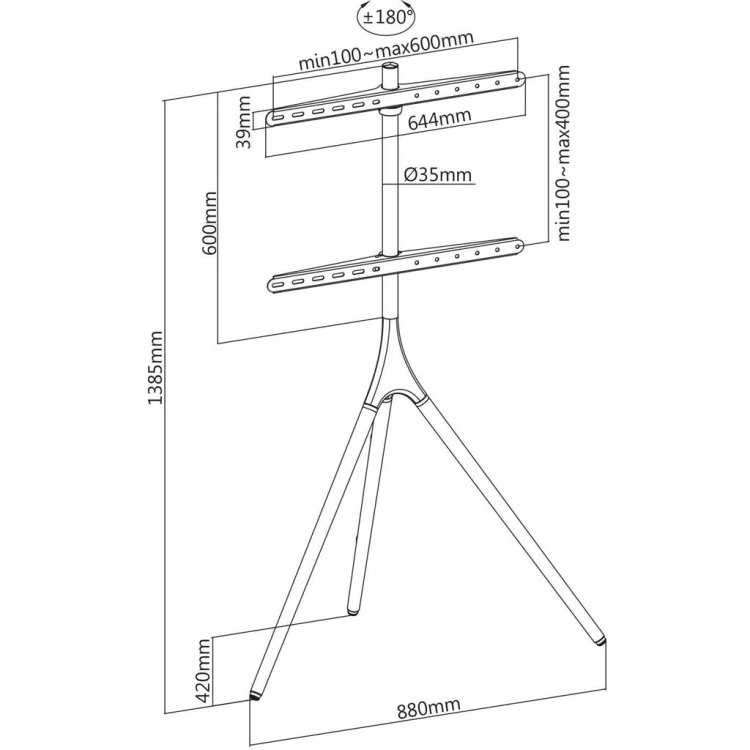 MANHATTAN Mobilny Stojak Pod Telewizor Ze Statywem 45"-65" 32kg