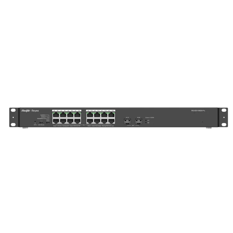 Ruijie Networks RG-ES118GS-P-L przełącznik sieciowy Nie zarządzany L2 Gigabit Ethernet (10/100/1000) Obsługa PoE Czarny