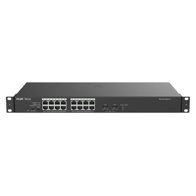 Ruijie Networks RG-ES118GS-P-L przełącznik sieciowy Nie zarządzany L2 Gigabit Ethernet (10/100/1000) Obsługa PoE Czarny