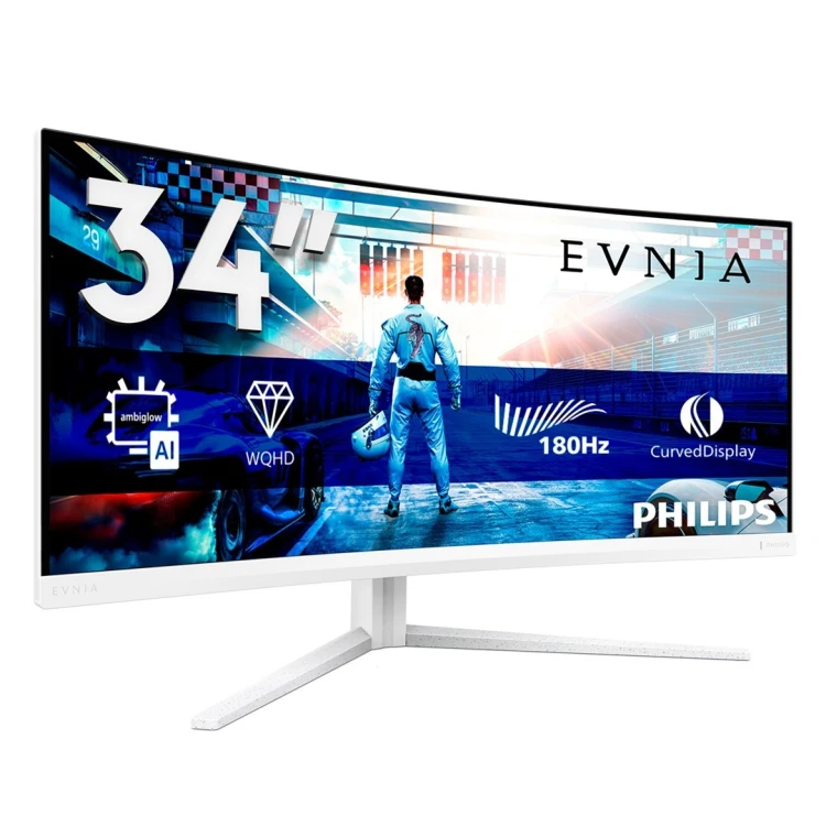 Philips 34M2C5501A/00 monitor komputerowy 86,4 cm (34") 3440 x 1440 px Wide Quad HD LCD Biały