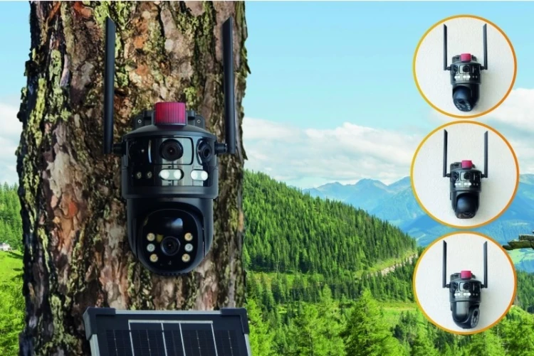 Kamera zewnętrzna podwójna 4G 3MP+3MP + panel słoneczny Technaxx TX-329