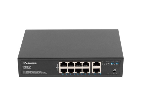 Lanberg Switch PoE+ Rack 10"/19" RSFE-8P-2GE-120