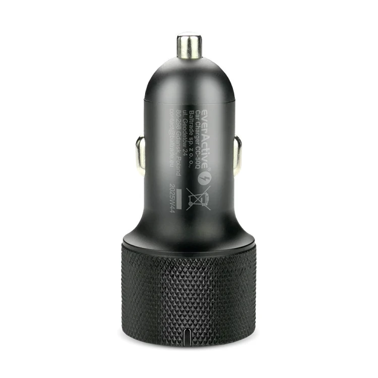 EVERACTIVE ŁADOWARKA SAMOCHODOWA 1X USB QC3.0, 1 X USB-C PD 75W CZARNA CC-50Q