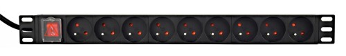 GEMBIRD LISTWA ZASILAJĄCA RACK 19" PDU 1U, 16A, 9X GNIAZDO FRENCH, WTYK FR, KABEL 2M