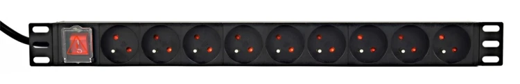 GEMBIRD LISTWA ZASILAJĄCA RACK 19" PDU 1U, 16A, 9X GNIAZDO FRENCH, WTYK FR, KABEL 2M