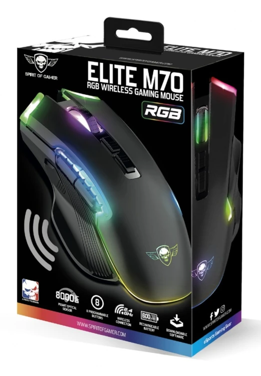 Spirit of Gamer ELITE M70 myszka Gaming Po prawej stronie RF Wireless + Bluetooth Optyczny 4800 DPI