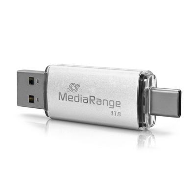 MediaRange MR941-1 pamięć USB 1 TB USB Type-A / USB Type-C 3.2 Gen 1 (3.1 Gen 1) Srebrny