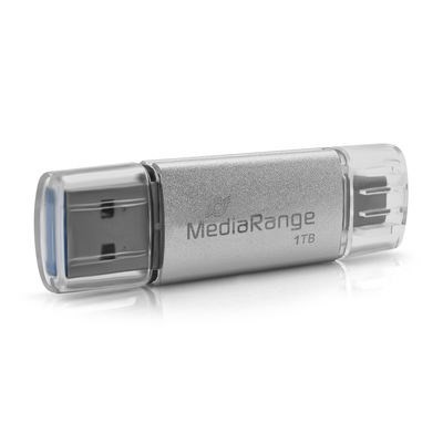 MediaRange MR941-1 pamięć USB 1 TB USB Type-A / USB Type-C 3.2 Gen 1 (3.1 Gen 1) Srebrny