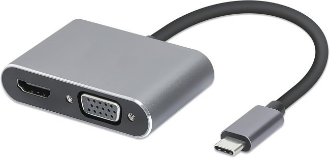Hub USB Typ-C 4w1 USB 3.0 + PD 100W + HDMK 4k30Hz + VGA FullHD
