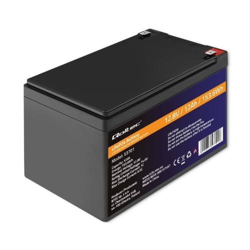 Qoltec Akumulator LiFePO4 Litowo-Żelazowo-Fosforanowy 12.8V 12Ah 153.6Wh BMS
