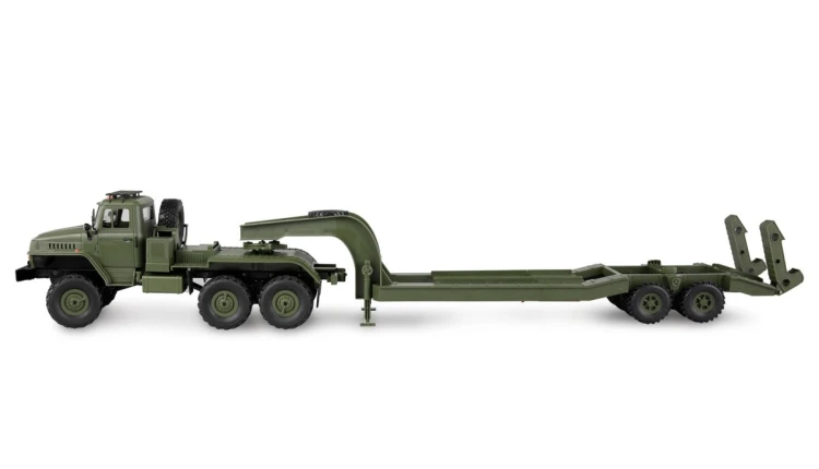 Ciężarówka Wojskowa Amewi Ural B36 6WD Z Naczepą Niskopodwoziową 1:16 RTR Zielony