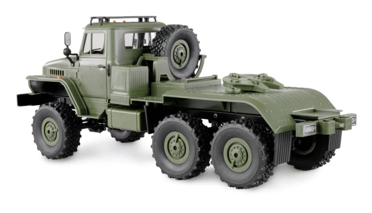 Ciężarówka Wojskowa Amewi Ural B36 6WD Z Naczepą Niskopodwoziową 1:16 RTR Zielony