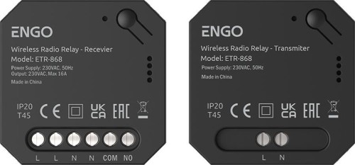 Przekaźnik bezprzewodowy EngoLink, nadajnik+odbiornik sterowany radiowo, 868Mhz, 230V