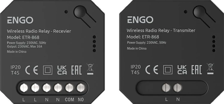Przekaźnik bezprzewodowy EngoLink, nadajnik+odbiornik sterowany radiowo, 868Mhz, 230V