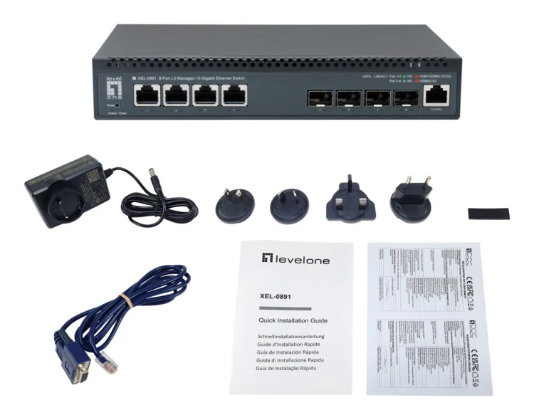 LevelOne XEL-0891 Zarządzany L3 10G Ethernet (100/1000/10000) Desktop Szary