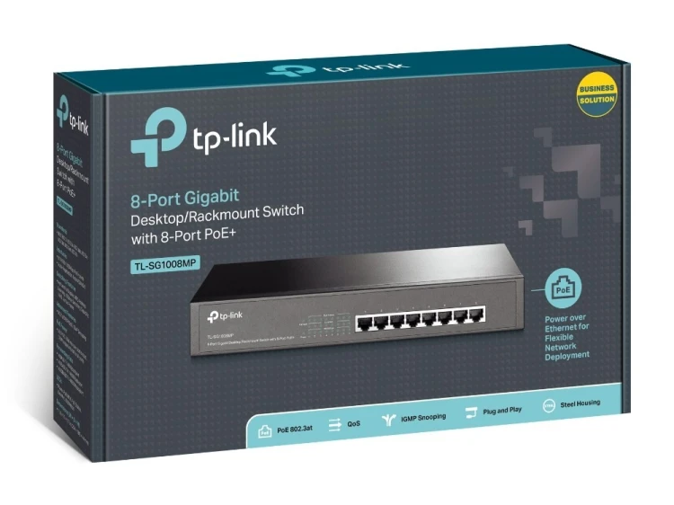 TP-Link TL-SG1008MP przełącznik sieciowy Nie zarządzany Gigabit Ethernet (10/100/1000) Obsługa PoE Czarny