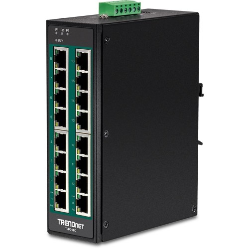 TRENDnet Industrie Switch 16 Port Gbit PoE+  DIN-Rail Metall