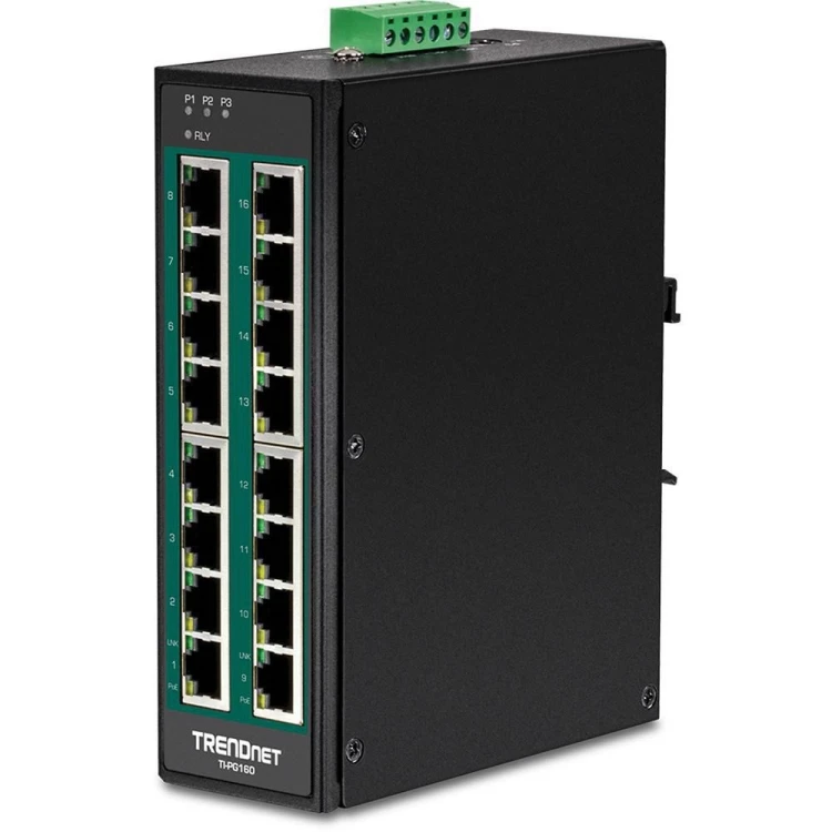 TRENDnet Industrie Switch 16 Port Gbit PoE+  DIN-Rail Metall