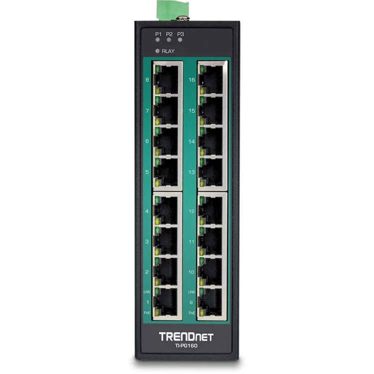 TRENDnet Industrie Switch 16 Port Gbit PoE+  DIN-Rail Metall