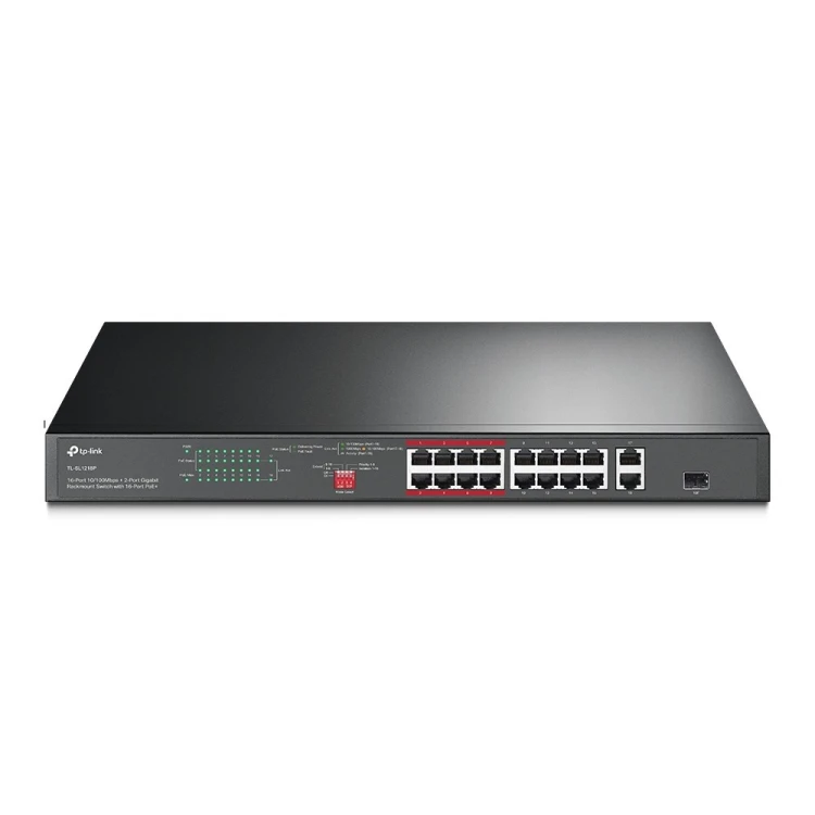 TP-Link TL-SL1218P przełącznik sieciowy Nie zarządzany Gigabit Ethernet (10/100/1000) Obsługa PoE 1U Czarny