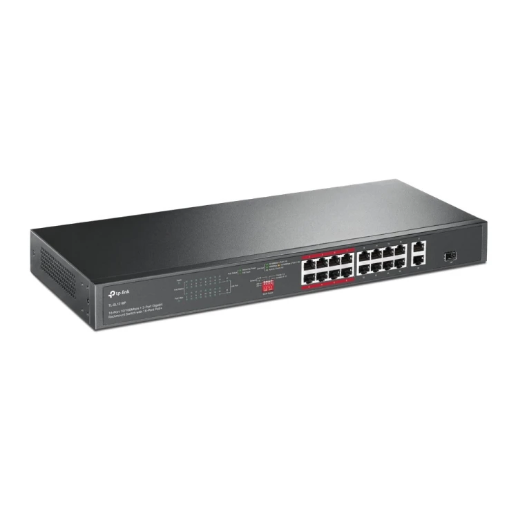 TP-Link TL-SL1218P przełącznik sieciowy Nie zarządzany Gigabit Ethernet (10/100/1000) Obsługa PoE 1U Czarny
