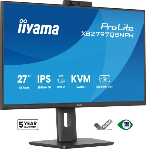 iiyama ProLite XB2797QSNPH-B1 27IN IPS LCD 4MS 2560X1440 350CD/M2 HDMI/DP/USB 2 monitor komputerowy 68,6 cm (27") 2560 x 1440 px Quad HD Czarny