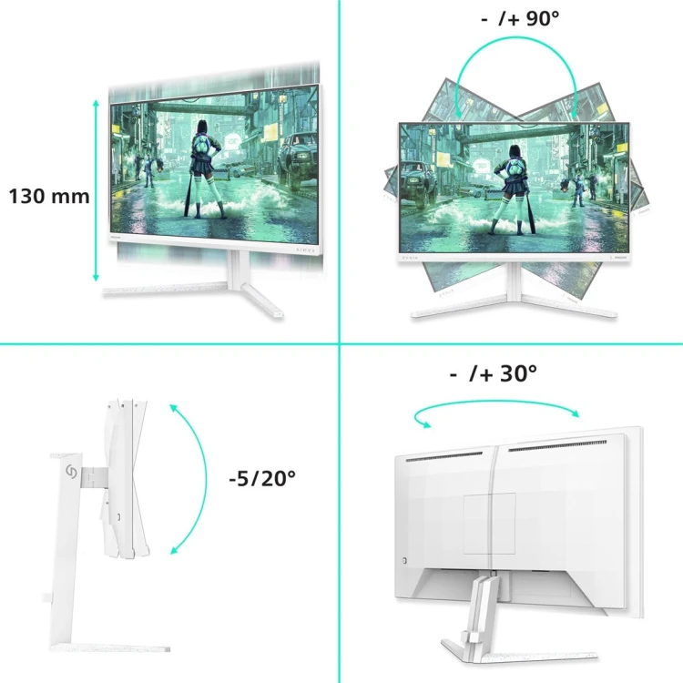 Philips Evnia 3000 24M2N3201P/00 monitor komputerowy 60,5 cm (23.8") 1920 x 1080 px Full HD LCD Biały
