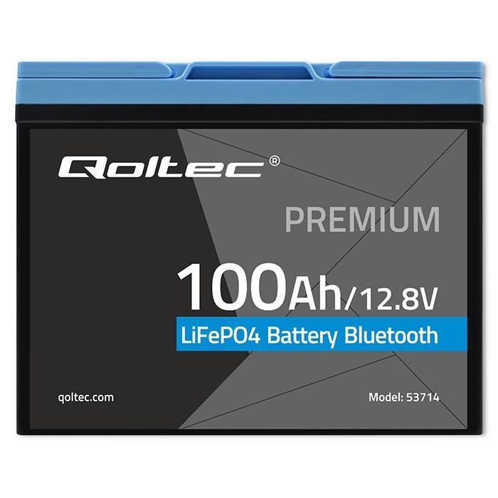 Akumulator Qoltec LiFePO4 53714 Litowo-Żelazowo-Fosforanowy | 12.8V | 100Ah | 1280Wh | Bluetooth | BMS