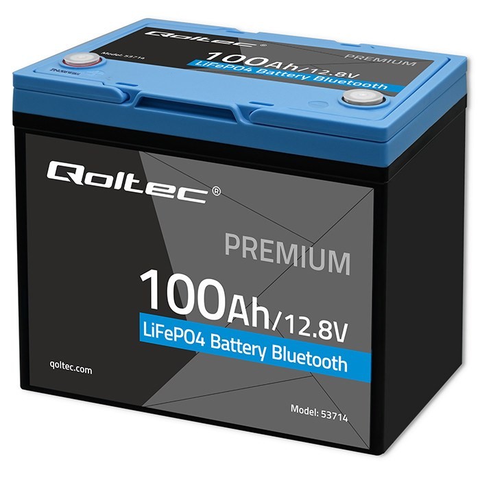 Akumulator Qoltec LiFePO4 53714 Litowo-Żelazowo-Fosforanowy | 12.8V | 100Ah | 1280Wh | Bluetooth | BMS