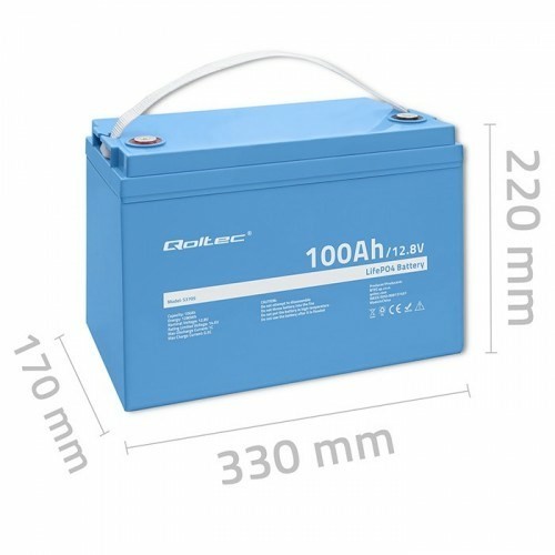 Qoltec 53705 akumulator samochodowy Litowo-żelazowo-fosforanowy (LiFePO4) 100 Ah 12,8 V 100 A Samochód